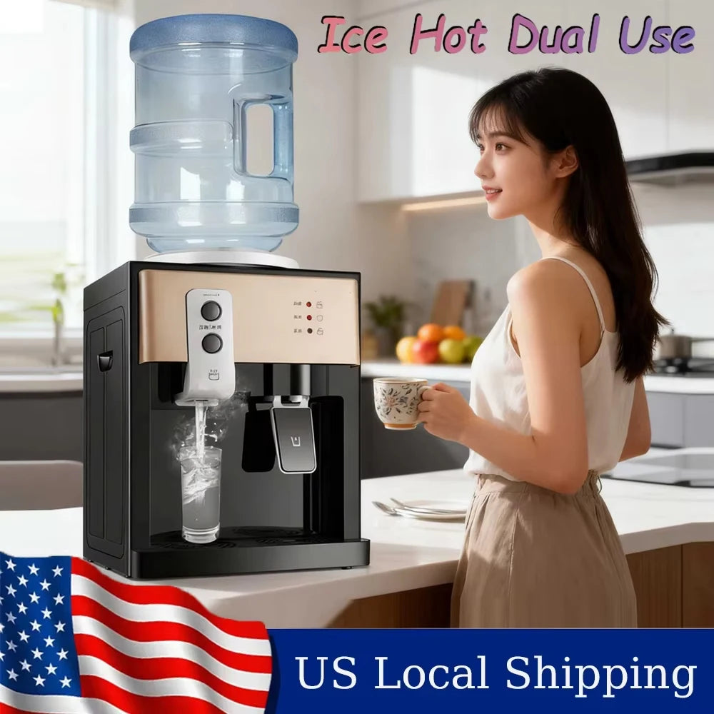 Versatile Electric Hot and Cold Water Cooler Dispenser Desktop Top Loading Water Dispenser for Home Office (110V US / 220V EU)