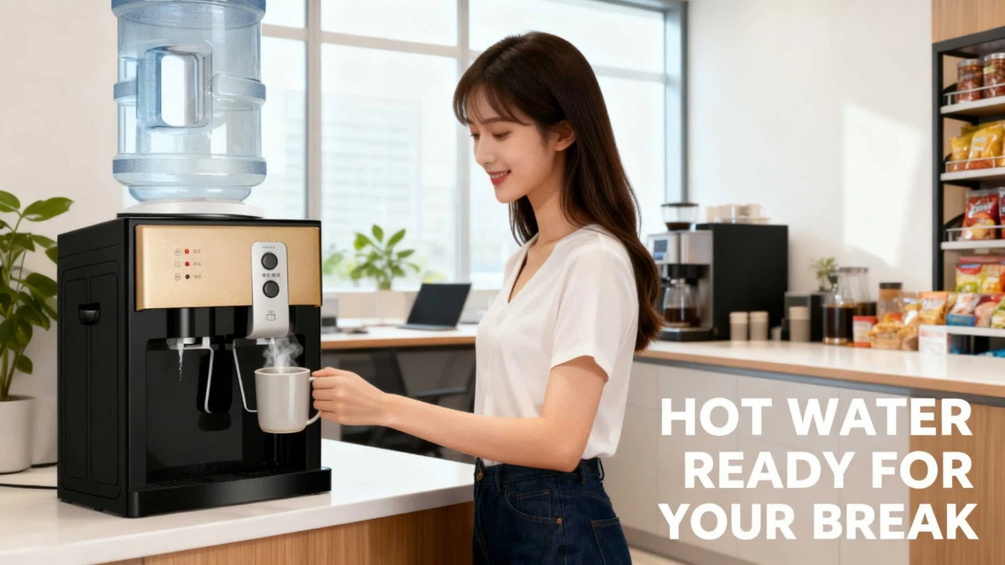 Versatile Electric Hot and Cold Water Cooler Dispenser Desktop Top Loading Water Dispenser for Home Office (110V US / 220V EU)